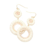 Raffia Wrapped Faceted Bead Embellished Dangle Earrings - Madeline Love - Flyclothing LLC