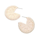 Raffia Wrapped Seed Beaded Round Earrings - Madeline Love - Flyclothing LLC
