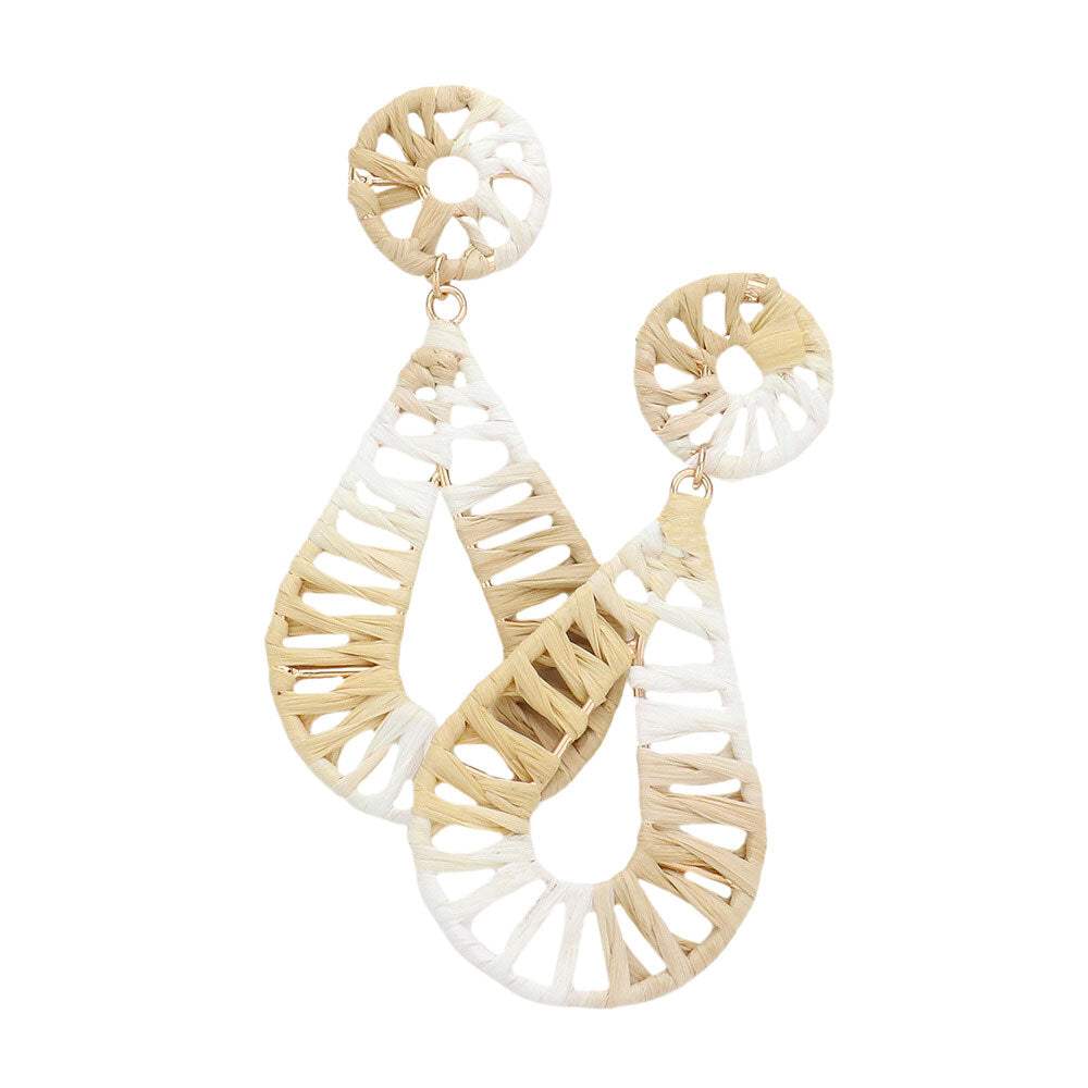 Raffia Wrapped Teardrop Dangle Earrings - Madeline Love - Flyclothing LLC