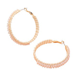 Rectangle Bead Trimmed Raffia Wrapped Hoop Earrings - Madeline Love - Flyclothing LLC