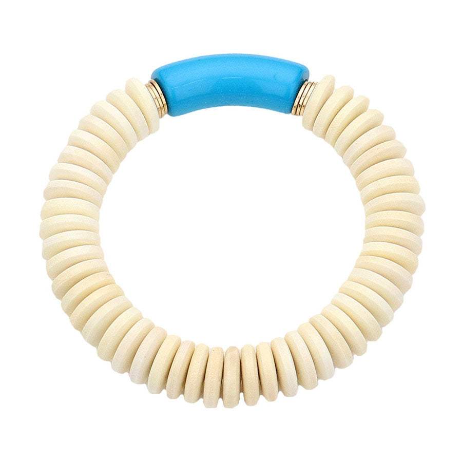 Resin Accented Wood Stretch Bracelet - Madeline Love - Flyclothing LLC