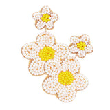Seed Beaded Double Flower Link Dangle Earrings - Madeline Love - Flyclothing LLC