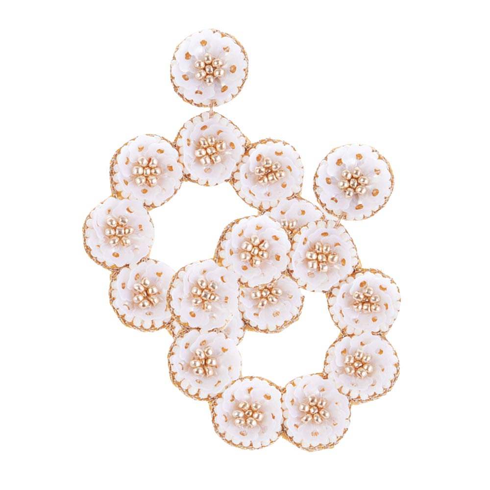 Sequin Flower Cluster Dangle Earrings - Madeline Love - Flyclothing LLC