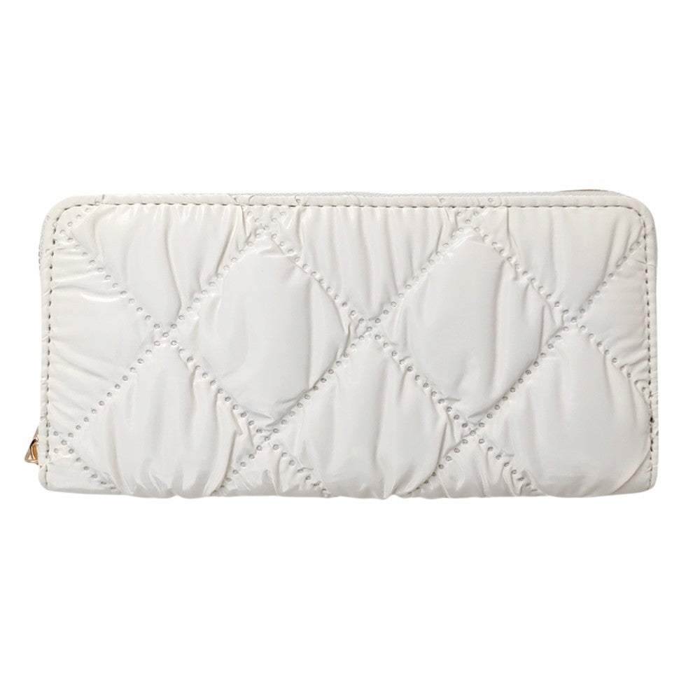 Shiny Faux Leather Padded Wallet with Wristlet - Madeline Love - Flyclothing LLC