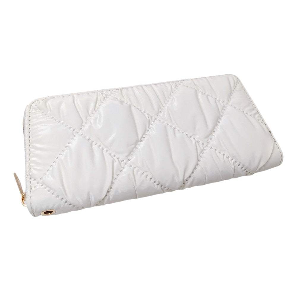 Shiny Faux Leather Padded Wallet with Wristlet - Madeline Love - Flyclothing LLC