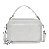 Solid Faux Leather Rectangle Tote Crossbody Bag - Madeline Love - Flyclothing LLC