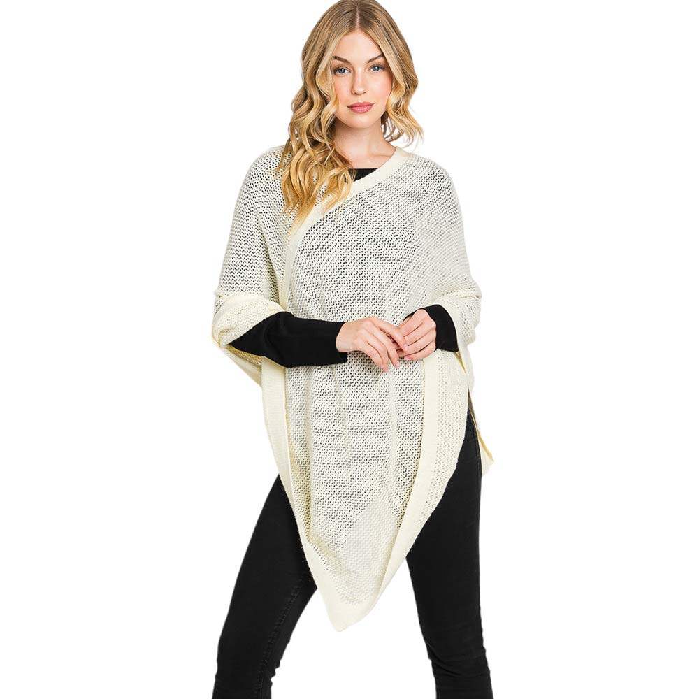 Solid Knit Loose Fit Poncho Ruana - Madeline Love - Flyclothing LLC