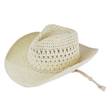 Straw Cowboy Cowgirl Handmade Hat With Chin Strap - Madeline Love - Flyclothing LLC