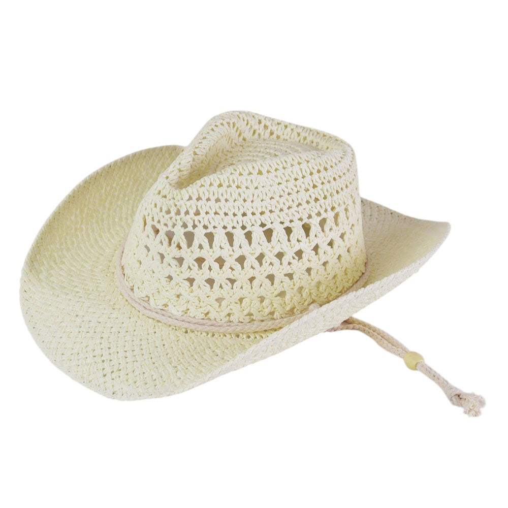 Straw Cowboy Cowgirl Handmade Hat With Chin Strap - Madeline Love - Flyclothing LLC