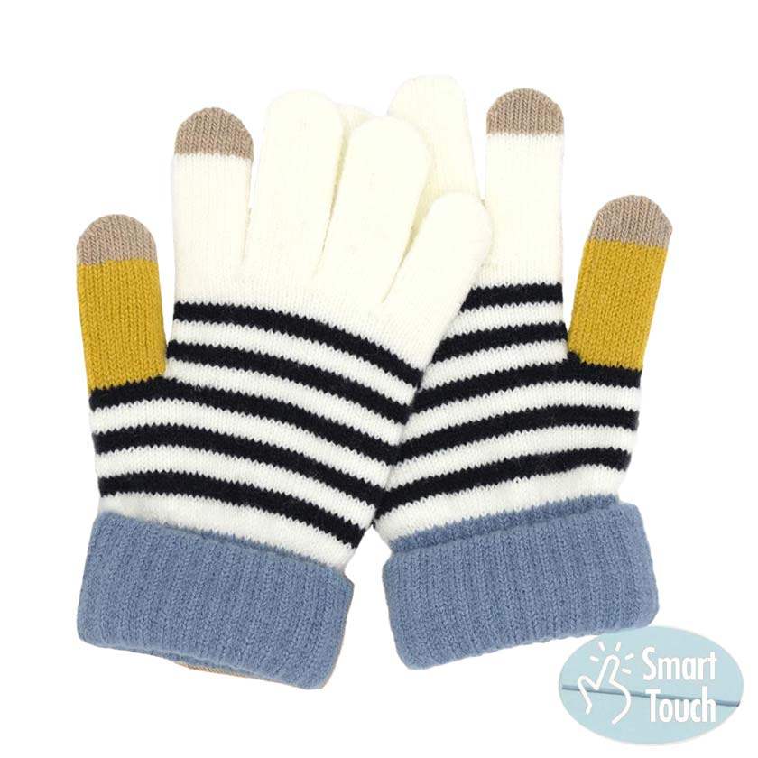 Stripe Pattern Smart Gloves - Madeline Love - Flyclothing LLC