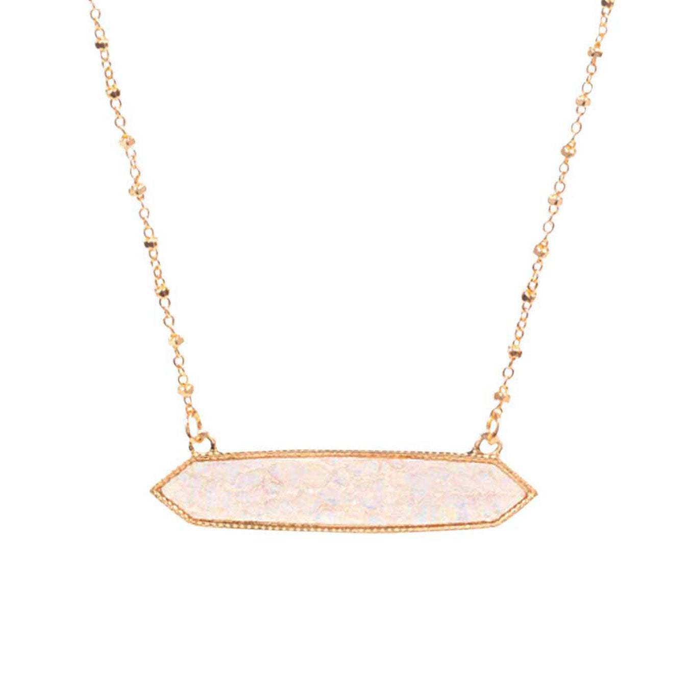 Trendy Patterned Hexagon Pendant Necklace - Madeline Love - Flyclothing LLC