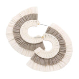 Two Tone Raffia Half Round Earrings - Madeline Love - Flyclothing LLC