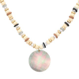 Wood Heishi Beaded Abalone Pendant Necklace - Madeline Love - Flyclothing LLC