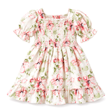 Blush Bouquet Smocked Bodice Puff Sleeve Dress - Tesa Babe - Flyclothing LLC