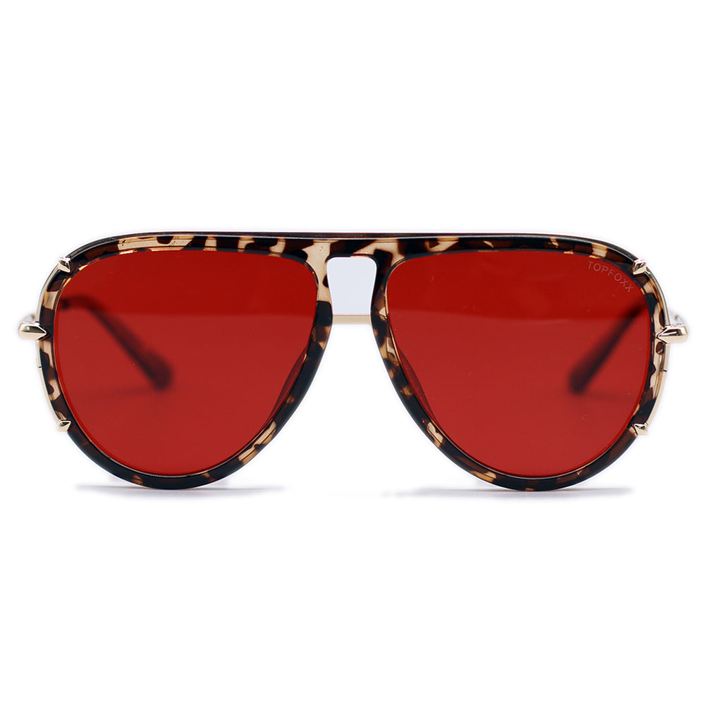 Ivy Luxe - Red Tangle-Free Round Aviator Sunglasses - TopFoxx - Flyclothing LLC