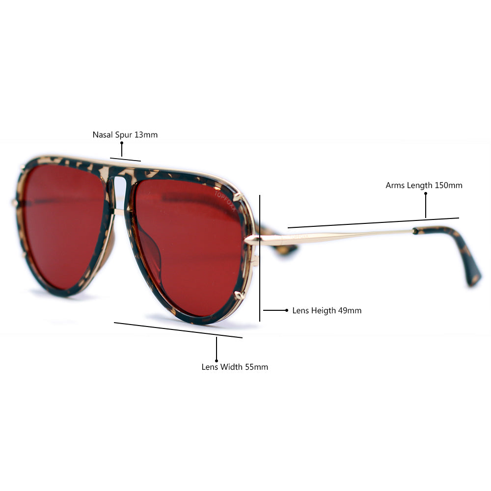 Ivy Luxe - Red Tangle-Free Round Aviator Sunglasses - TopFoxx - Flyclothing LLC