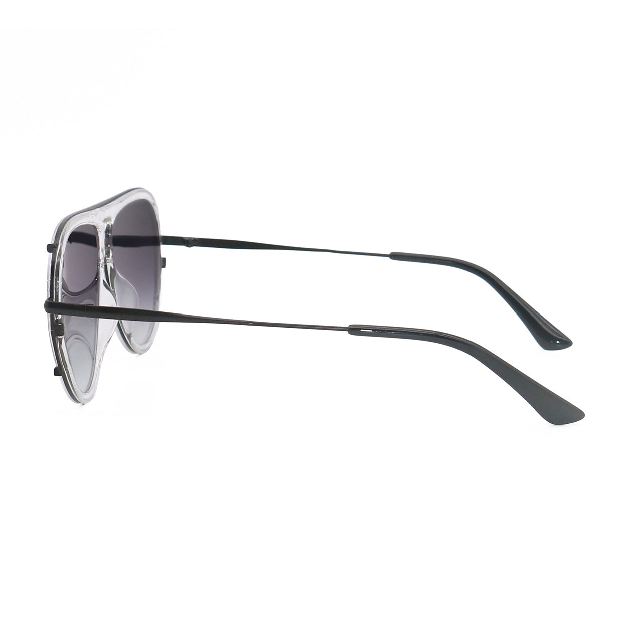 Ivy Luxe - Clear Black Tangle-Free Round Aviator Sunglasses - TopFoxx - Flyclothing LLC
