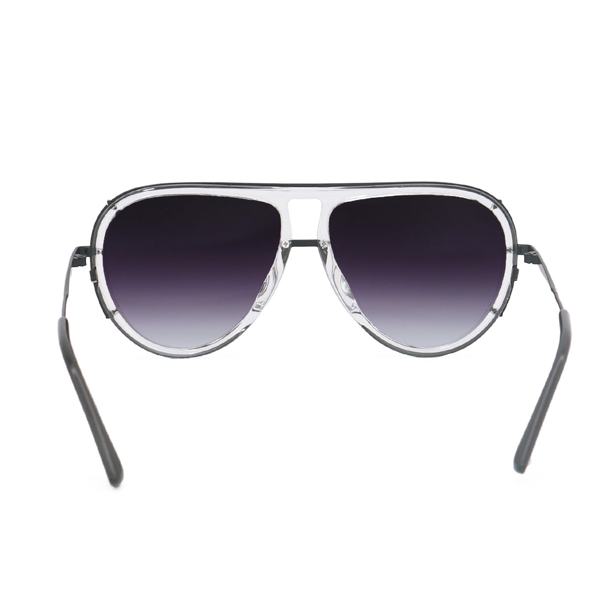 Ivy Luxe - Clear Black Tangle-Free Round Aviator Sunglasses - TopFoxx - Flyclothing LLC