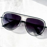 Ivy Luxe - Clear Black Tangle-Free Round Aviator Sunglasses - TopFoxx - Flyclothing LLC
