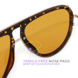 Ivy Luxe - Yellow Tangle-Free Round Aviator Sunglasses - TopFoxx - Flyclothing LLC