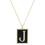 Gold Dipped Enamel Rectangle Monogram Pendant Necklace - Madeline Love - Flyclothing LLC