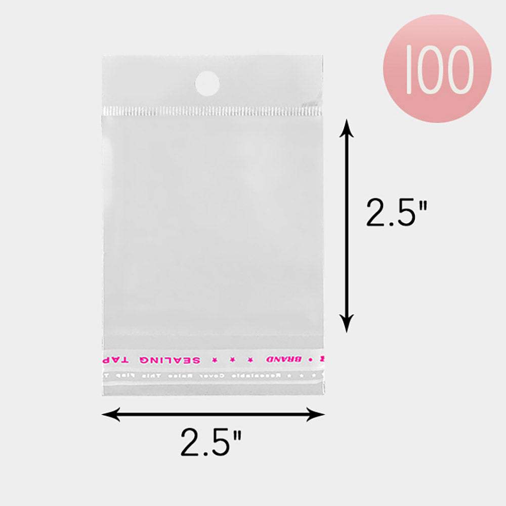 100PCS - 2.5" X 2.5" Clear plastic jewelry bags - Madeline Love - Flyclothing LLC