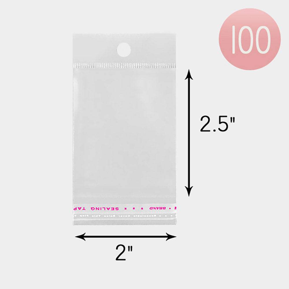 100PCS - 2" X 2.5" Clear plastic jewelry bags - Madeline Love - Flyclothing LLC