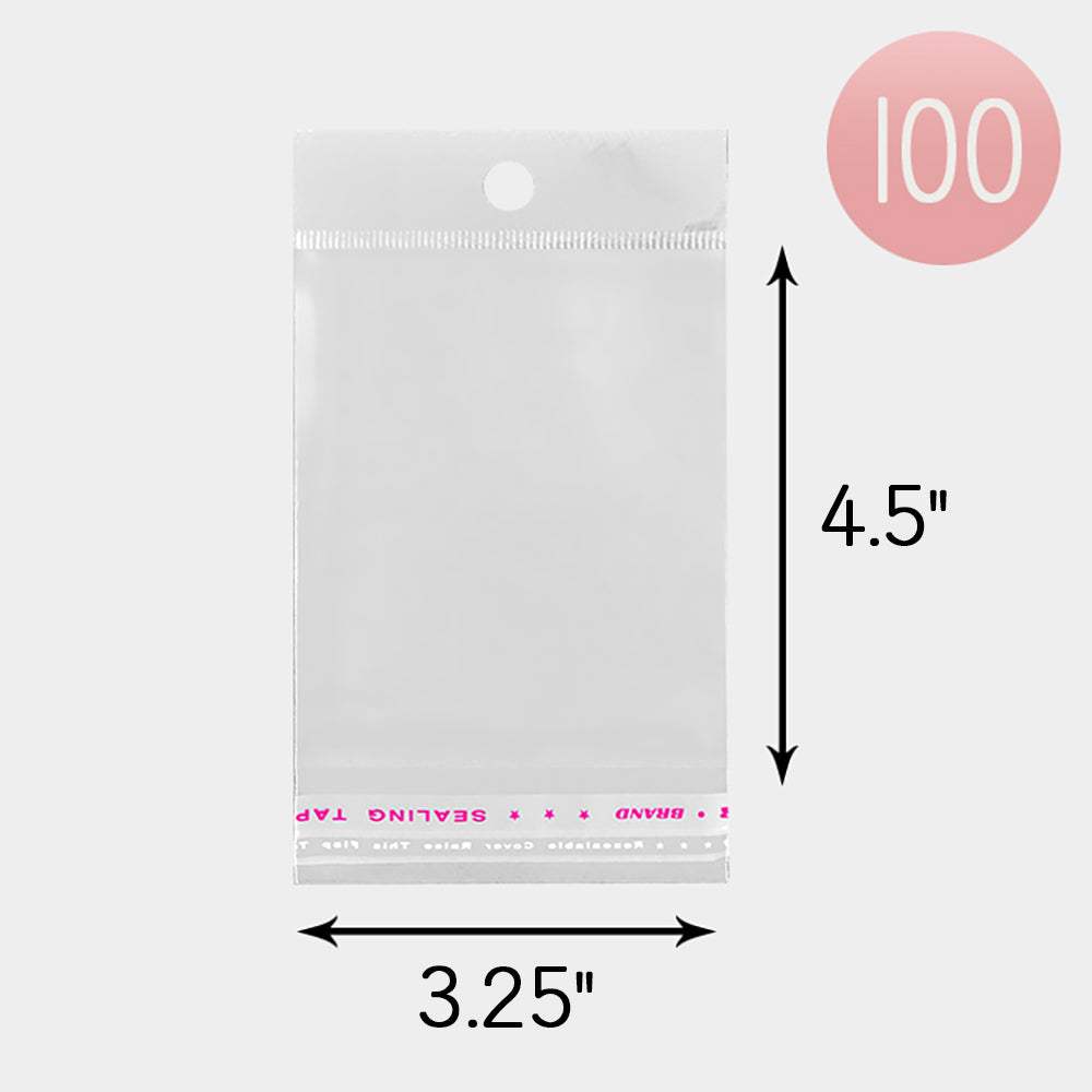 100PCS - 3.25" X 4.25" Clear plastic jewelry bags - Madeline Love - Flyclothing LLC