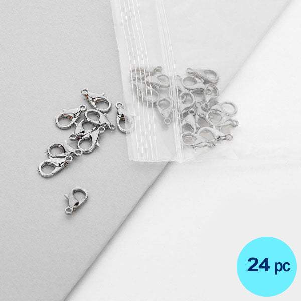 Rhodium Plated 12MM Lobster Claw Clasps - Madeline Love - Flyclothing LLC