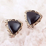Jacquard Black Onyx Clip-on Golden Earrings - Barse Jewelry