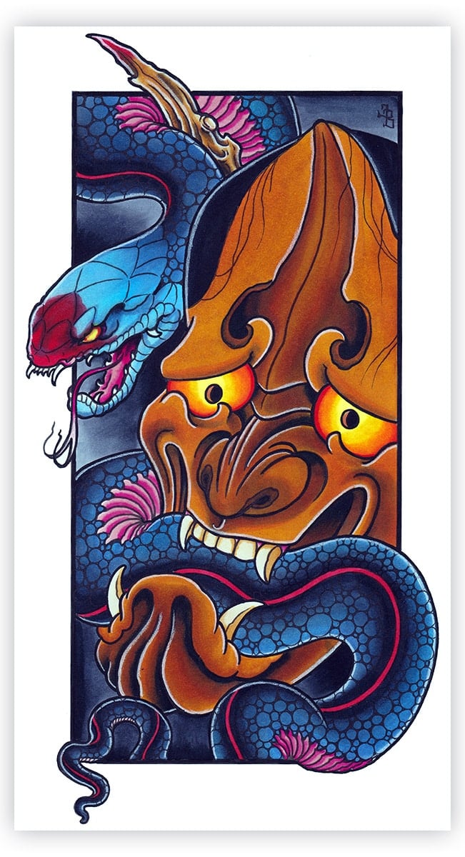 Black Market Art Company JB Snake and Hannya Print