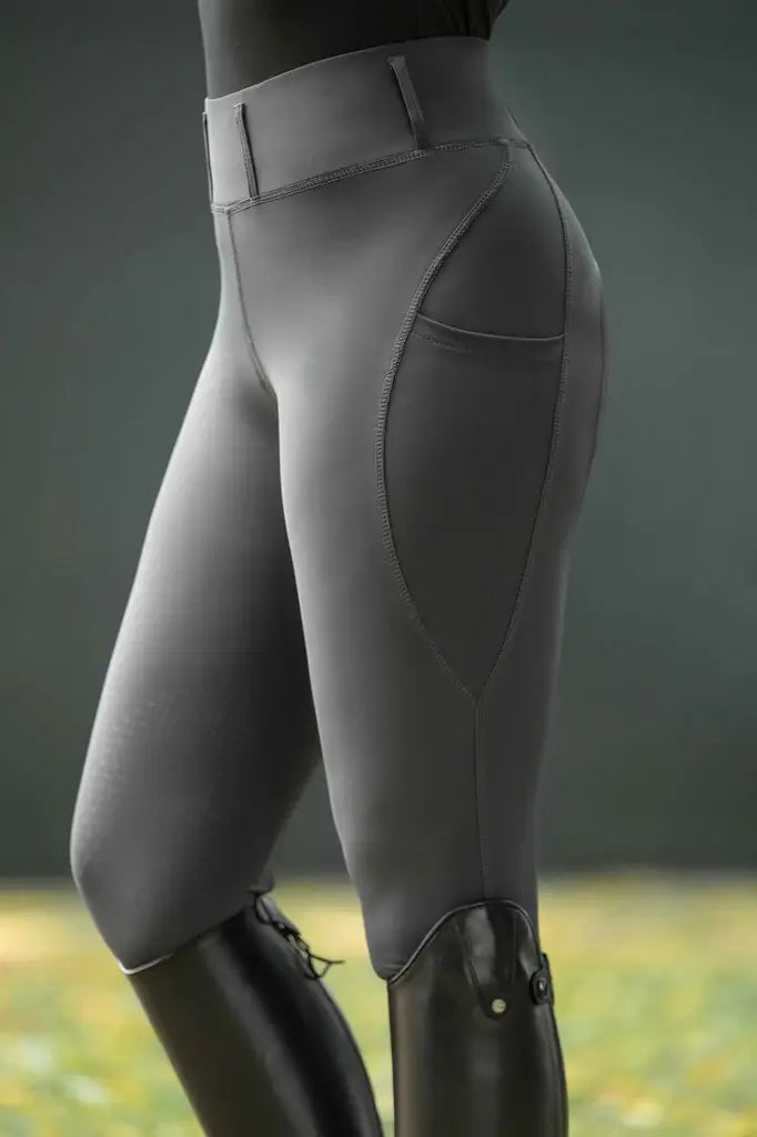 HKM Jil High Waist- Sil. Knee Patch Ladies Riding Leggings - Breeches.com - Flyclothing LLC