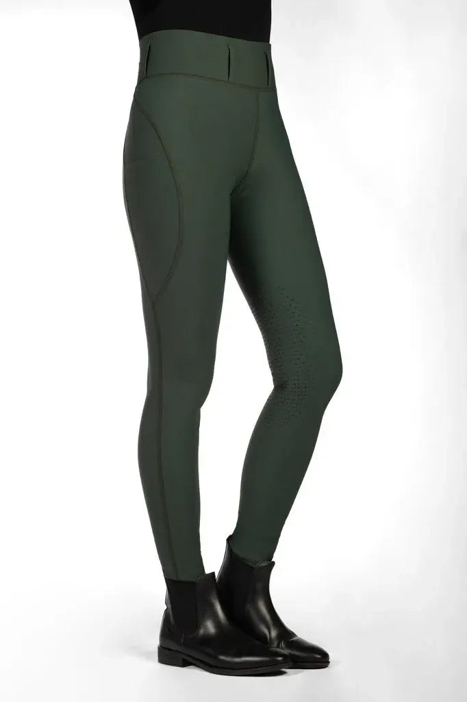 HKM Jil High Waist- Sil. Knee Patch Ladies Riding Leggings - Breeches.com - Flyclothing LLC