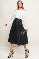 YOU FILL MY LIFE WITH LEATHER MIDI SKIRT - Flying Tomato - Flyclothing LLC