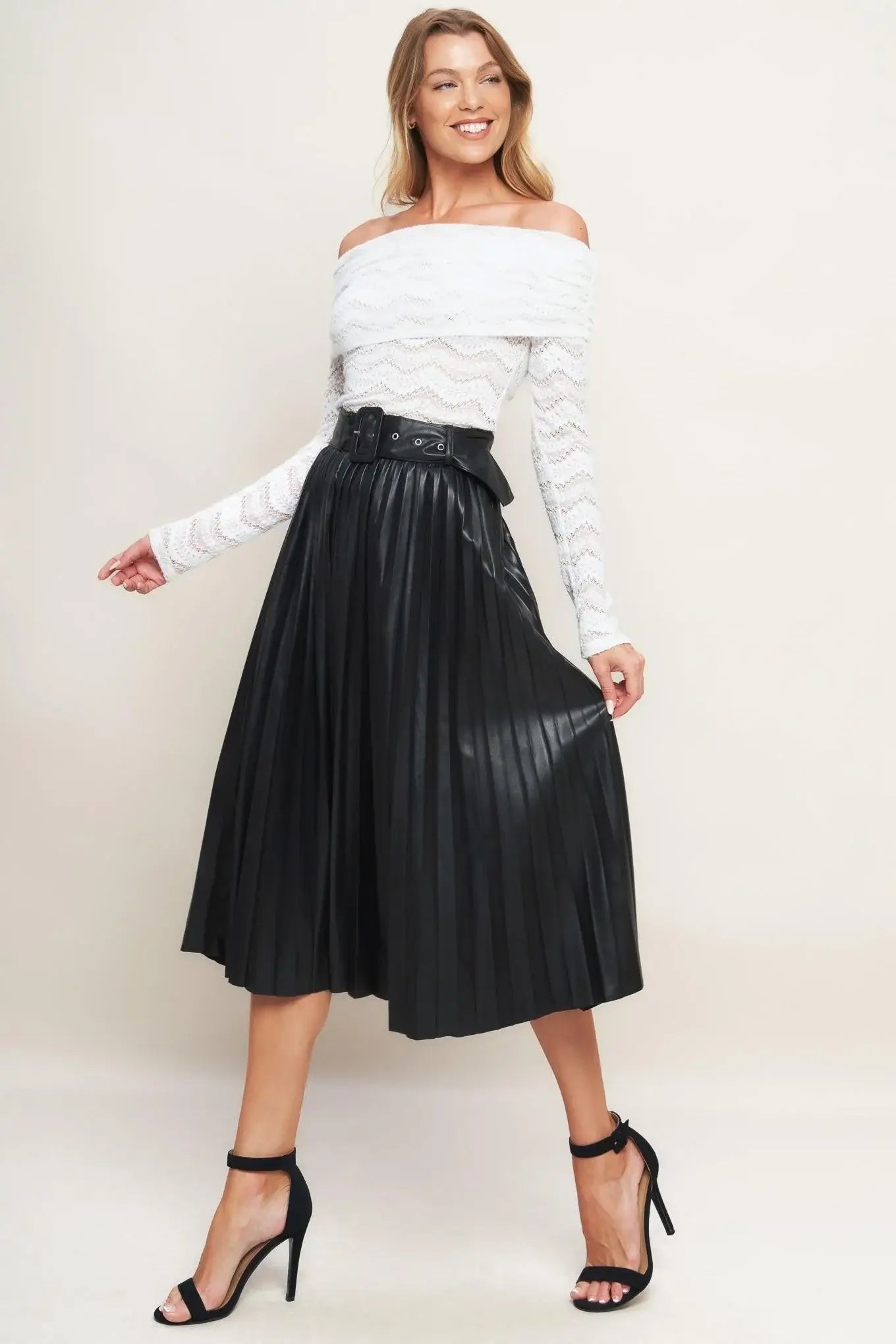 YOU FILL MY LIFE WITH LEATHER MIDI SKIRT - Flying Tomato - Flyclothing LLC