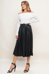 YOU FILL MY LIFE WITH LEATHER MIDI SKIRT - Flying Tomato - Flyclothing LLC
