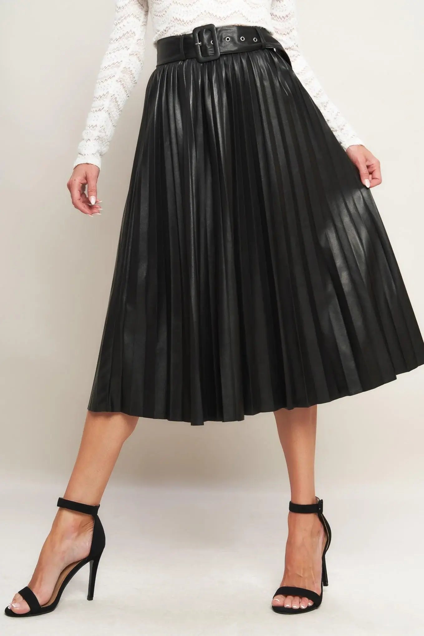 YOU FILL MY LIFE WITH LEATHER MIDI SKIRT - Flying Tomato - Flyclothing LLC