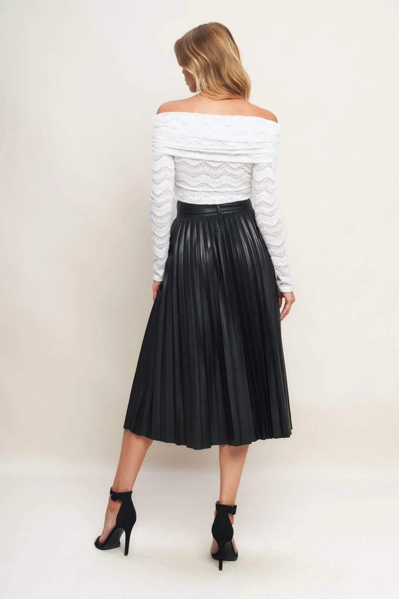 YOU FILL MY LIFE WITH LEATHER MIDI SKIRT - Flying Tomato - Flyclothing LLC
