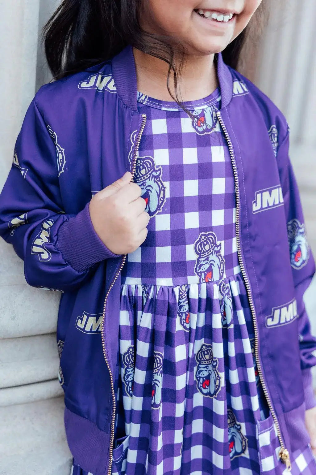 JMU Plaid Duke Dog 3/4 Sleeve Pocket Twirl Dress - Mila & Rose ® - Flyclothing LLC