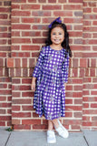 JMU Plaid Duke Dog 3/4 Sleeve Pocket Twirl Dress