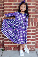 JMU Plaid Duke Dog 3/4 Sleeve Pocket Twirl Dress - Mila & Rose ® - Flyclothing LLC