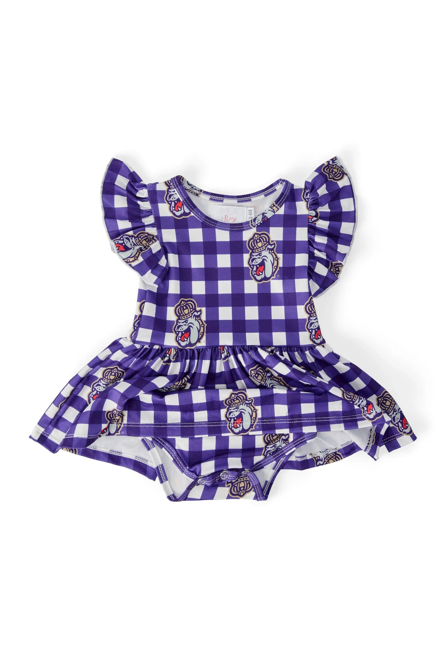 JMU Plaid Duke Dog Flutter Twirl Bodysuit - Mila & Rose ® - Flyclothing LLC