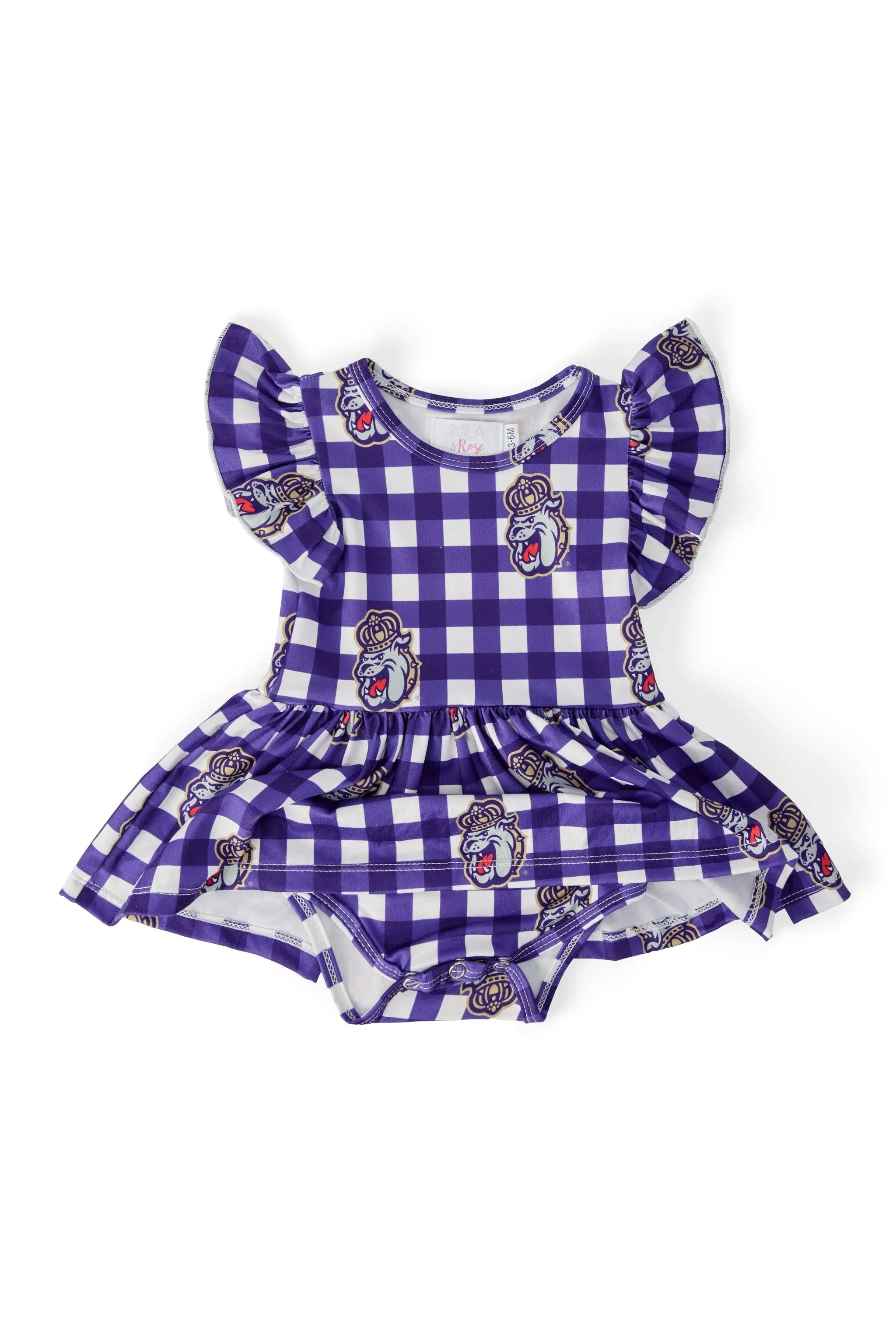 JMU Plaid Duke Dog Flutter Twirl Bodysuit - Mila & Rose ® - Flyclothing LLC