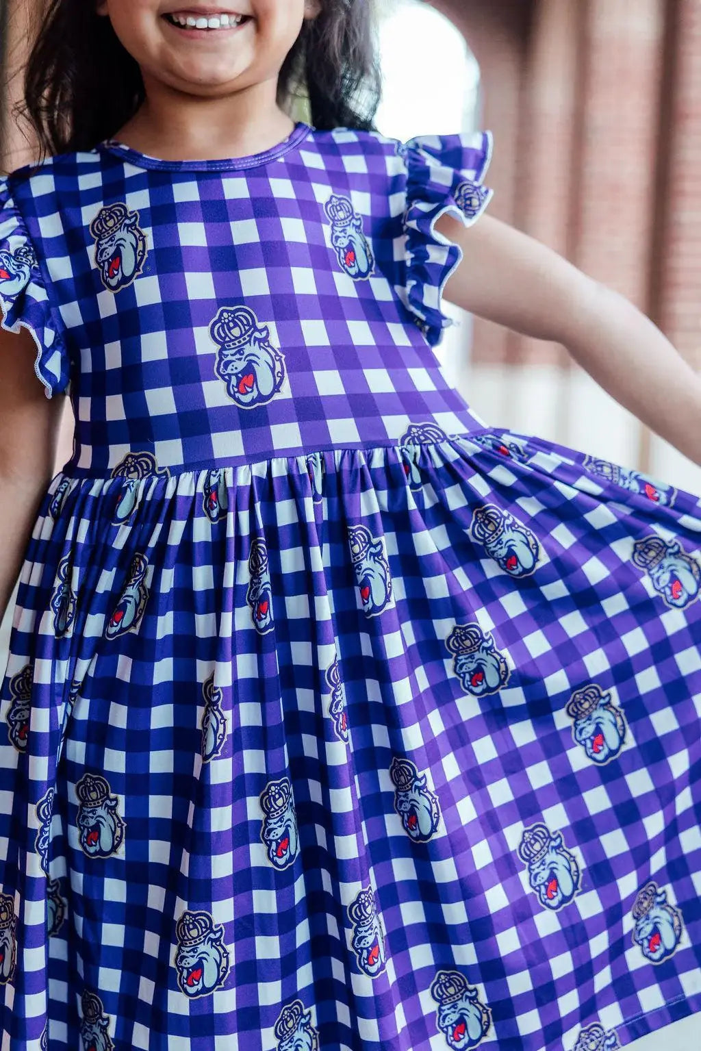 JMU Plaid Duke Dog Flutter Twirl Dress - Mila & Rose ® - Flyclothing LLC