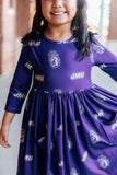 JMU Purple Duke Dog 3/4 Sleeve Pocket Twirl Dress