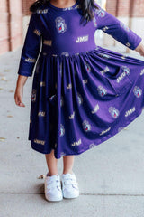 JMU Purple Duke Dog 3/4 Sleeve Pocket Twirl Dress - Mila & Rose ® - Flyclothing LLC