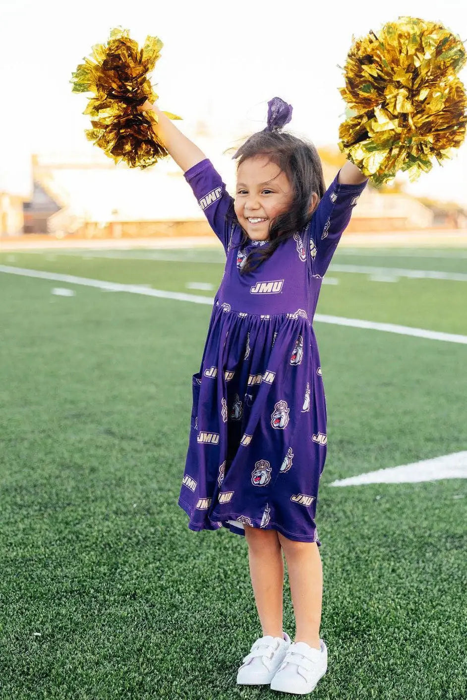 JMU Purple Duke Dog 3/4 Sleeve Pocket Twirl Dress - Mila & Rose ® - Flyclothing LLC
