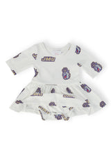 JMU White Duke Dog 3/4 Sleeve Twirl Bodysuit - Mila & Rose ® - Flyclothing LLC