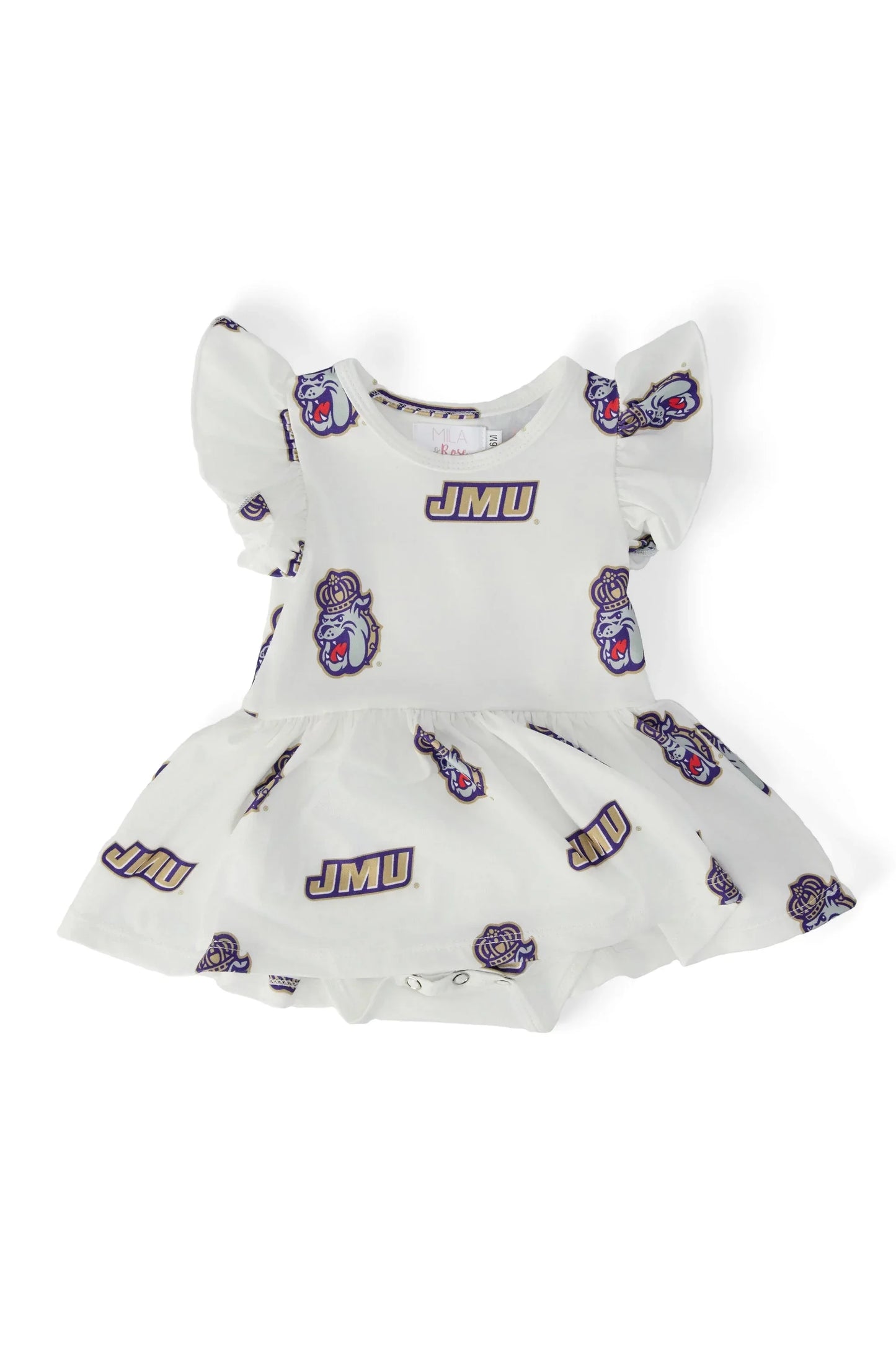 JMU White Duke Dog Flutter Twirl Bodysuit - Mila & Rose ® - Flyclothing LLC