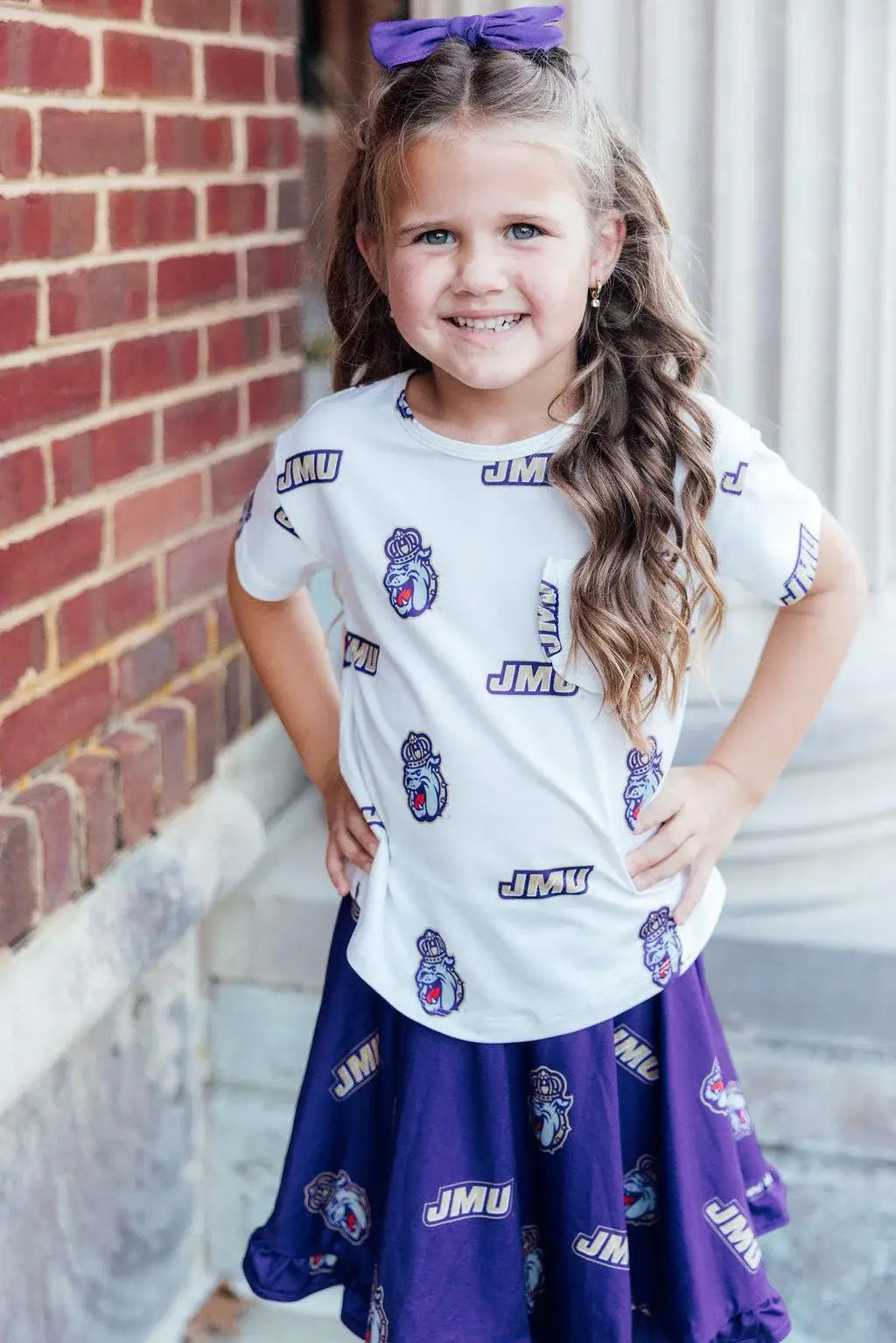 JMU White Duke Dog Ruffle Pocket Tee - Mila & Rose ® - Flyclothing LLC